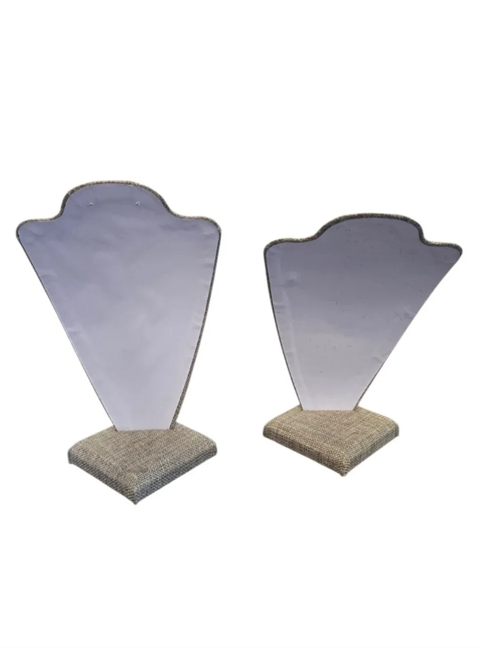 Mooca Brand Tan Textured Burlap Jewelry Display Stands Set Of 2